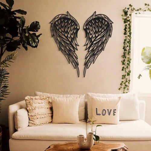 Wallity angel wings - APT240MS black decorative metal wall accessory Slike