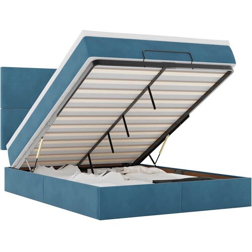 Maison Chic Otomanska Posteljni okvir - Dvoposteljna postelja - Zakonska postelja z vzmetnicami & LEDs temno modra 140x190cm-J133, (21771624) Cene