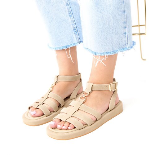  Dark beige gladiator sandals fastened at the ankle Nargiz Slike