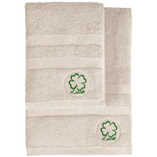 Foutastic Luck - Beige Beige Hand Towel & Bath Towel Set (2 Pieces) Cene