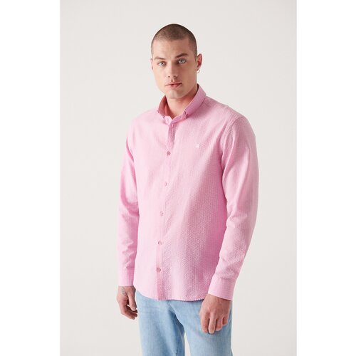 Avva Men's Pink Embossed Patterned Trill Shirt Cene