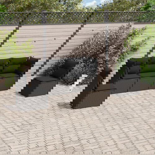 vidaXL 5-dijelna vrtna garnitura od poliratana s jastucima crna Cijene