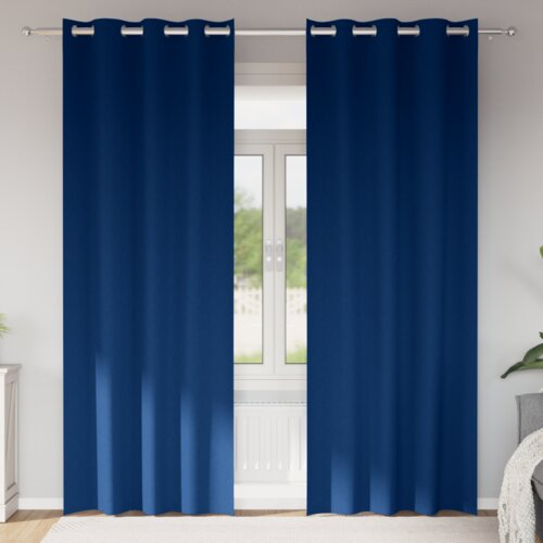 vidaXL Zavjese sa zavjesama 2 pcs Tamno plava 260 x 140 cm Poliester Cene
