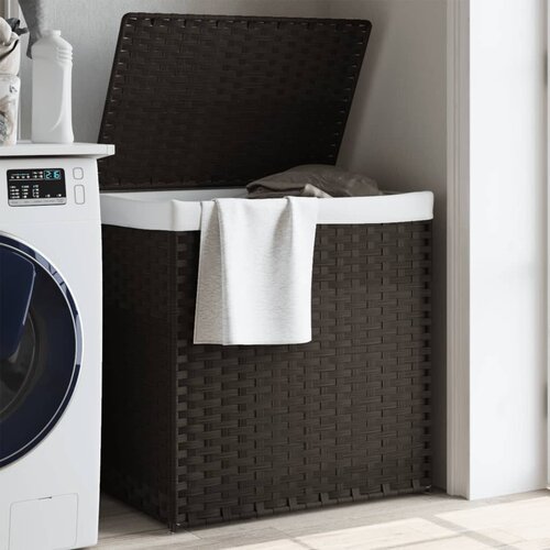 VidaXL Ko&amp;scaron;ara za rublje s 2 odjeljka tamnosmeđa 53x35x57 cm poliratan Slike
