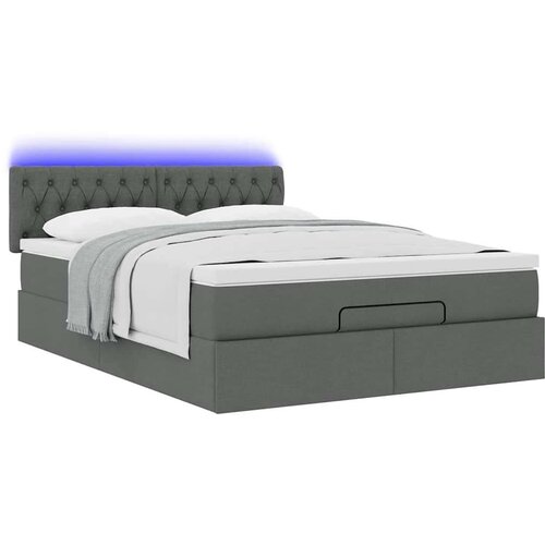 VidaXL Otomanski krevet s madracem i LED tamnosivi 140x190 cm tkanine Slike