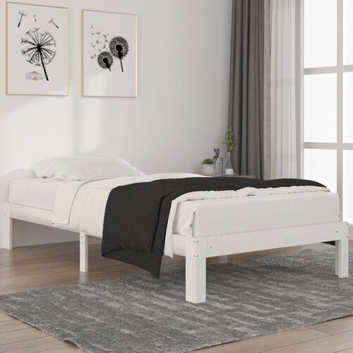 The Living Store Posteljni okvir bel iz trdne borovine 100x200 cm - Posteljni Okvir, (21529673) Slike