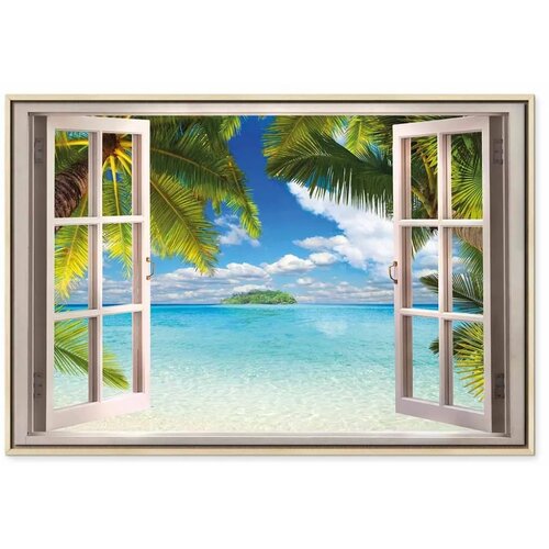 Slika - Window: Sea View 60x40 U prirodnom drvenom okviru Slike