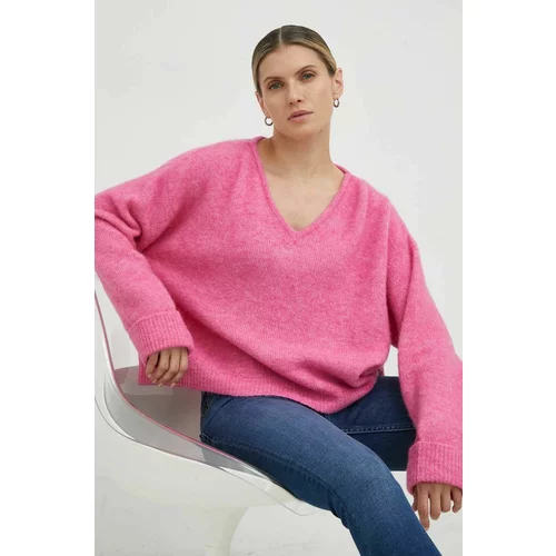 American Vintage Pulover s dodatkom vune za žene, boja: ružičasta
