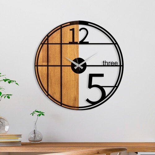 Wallity Wooden Clock - 62 WalnutBlack Decorative Wooden Wall Clock Slike