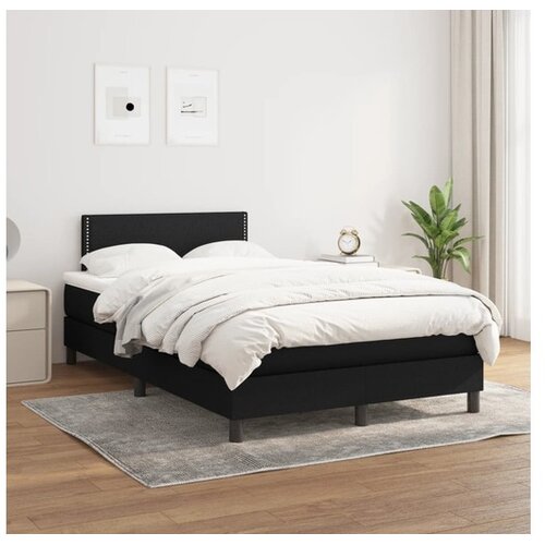  Box spring postelja z vzmetnico črn 120x200 cm blago Cene