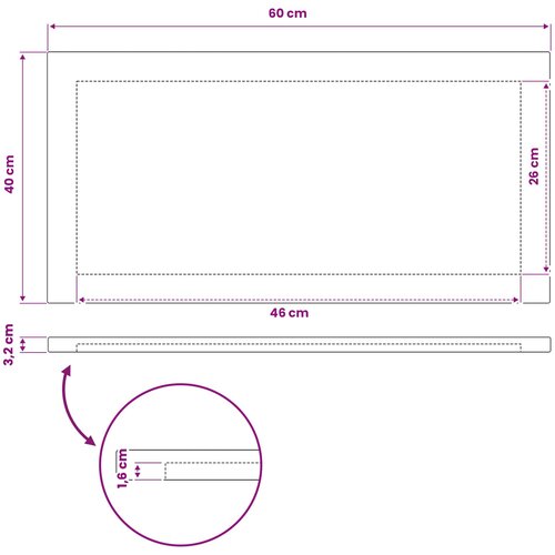  Pravokutni stolni vrh 60 x 40 x 3,2 cm Pravokutni Slike