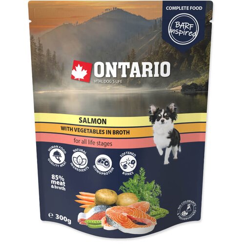 Ontario Dog - losos in zelenjava v juhi, 300g 300 g Cene