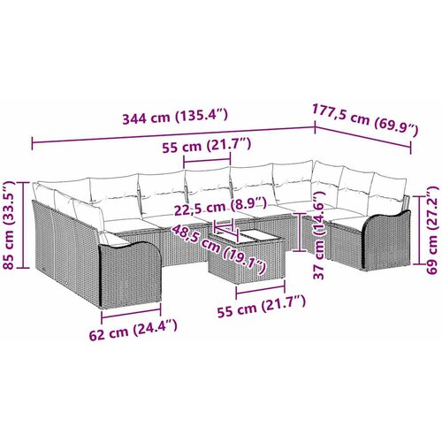  Sjedeća garnitura za vrt Crna 55 x 55 x 37 cm poliratan Slike