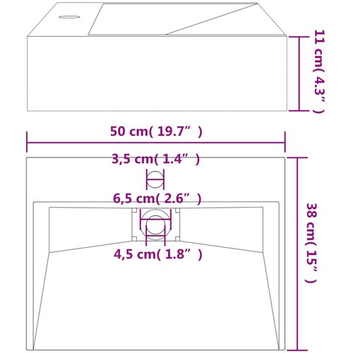  Umivaonik od lijevanih minerala i mramora 50x38x11 cm mat crni Slike