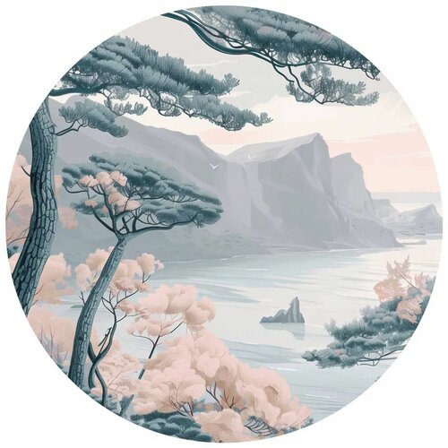  Okrugla fototapeta - Blue coast in delicate colours 180x180 Slike