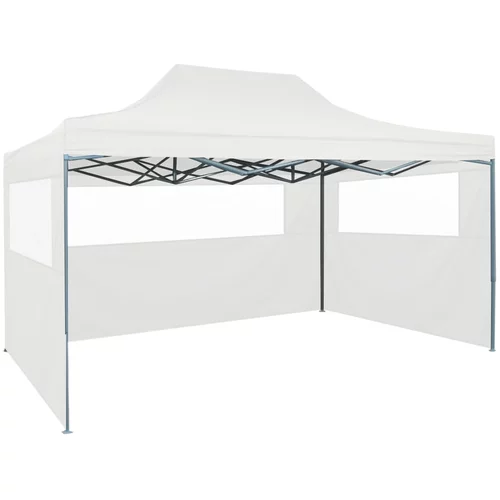 vidaXL sklopivi šator za zabave s 3 bočna zida 3 x 4,5 m bijeli