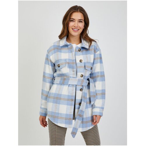 Orsay White-blue ladies plaid shirt jacket with tie - Ladies Cijene