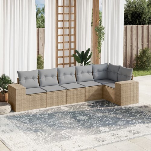 vidaXL 6-dijelni set vrtnih sofa s jastucima bež od poliratana Cijene