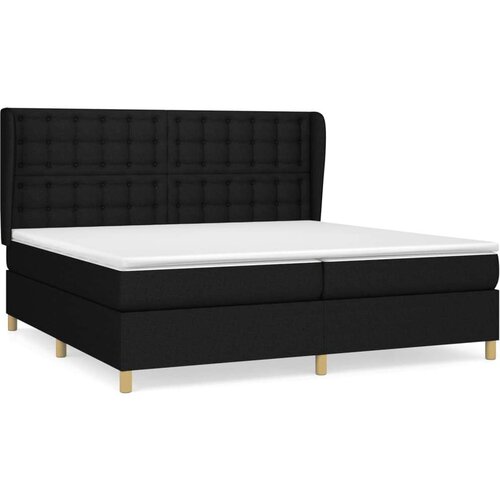  Krevet s oprugama i madracem crni 200x200 cm od tkanine Slike