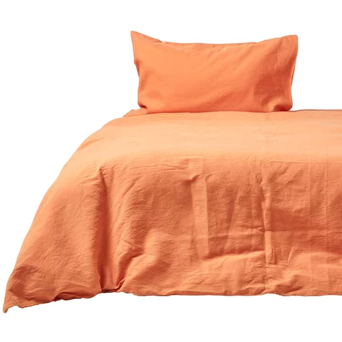 HOMESCAPES Komplet posteljnih prevlek za odejo iz goreče oranžne tkanine, 240x220 cm, (20750179)
