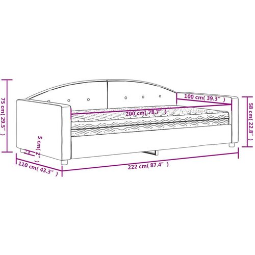 VidaXL Dnevni krevet s madracem tamnosivi 100 x 200 cm bar&amp;scaron;unasti Slike