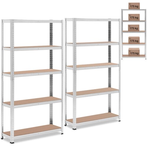 MSW Kovinski skladi&scaron;čni regal 5 polic 875 kg 90 x 30 x 180 cm siv 2 kom., (22131495) Cene
