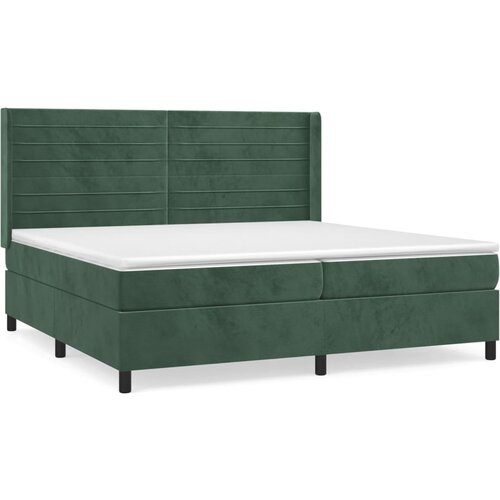 vidaXL box spring postelja z vzmetnico temno zelena 200x200 cm žamet, (20900983) Cene