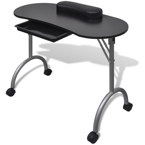VidaXL 110123 Folding Manicure Nail Table with Castors Black Slike