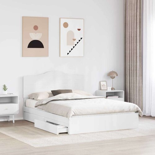 Krevet s od storage Bijelo 160 x 200 cm Konstruirano drvo Slike