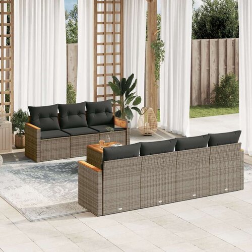  8-dijelni set vrtnih sofa od poliratana s jastucima sivi Slike