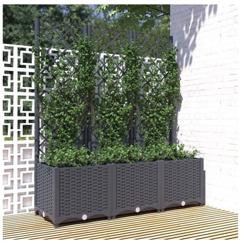 Cvetlično korito z oporno mrežo temno sivo 120x40x136 cm PP Cene