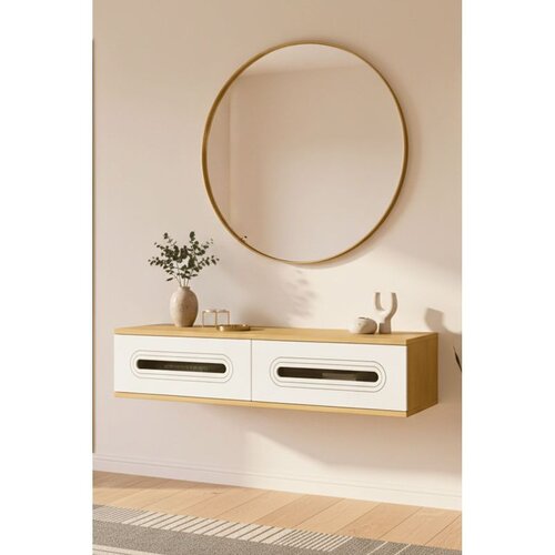 Hanah home komoda Rany 120, 120 cm, hrast Sapphire / bela / srebrna Cene