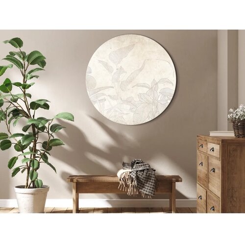  Okrugla slika - Muted exotic greenery - Delicate outlines of tropical shrubs on beige and sand background 80x80 Cijene