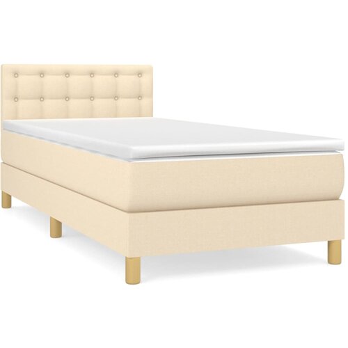 VidaXL Box spring postelja z vzmetnico krem 100x200 cm blago, (20723696) Slike