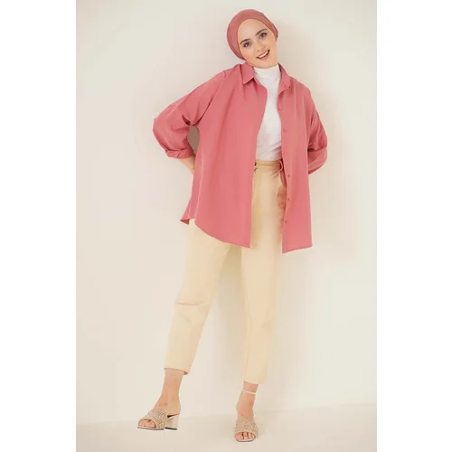 bigmerter 103901 Oversized Basic Hijab Shirt - Dry Ros