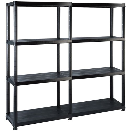 vidaXL Police za pohranu s 4 razine crne 122 x 30,5 x 130 cm plastične Cene