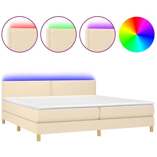 Maison Chic Box spring postelja - Vzmetna postelja z vzmetnico LED krem 200x200 cm blago SL21558, (21892920) Cene
