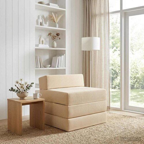 SOFA na razvlačenje Krem 200 x 70 x 10 cm Kordura tekstil Slike