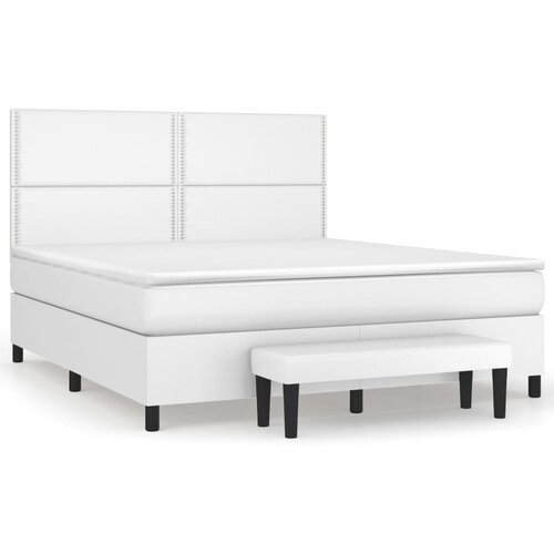 vidaXL Box spring postelja z vzmetnico bel 160x200 cm umetno usnje, (20894325) Cene