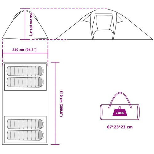  Tunelski &amp;scaron;ator s krovom Zelena 510 x 240 x 156 cm taft Slike