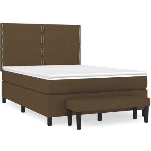  Krevet s oprugama i madracem tamnosmeđi 140 x 190 cm od tkanine Slike