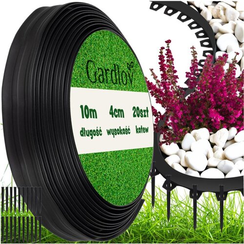 Gardlov fleksibilni vrtni obrub 4 cm x 10 m s 20 klinova, crni Slike