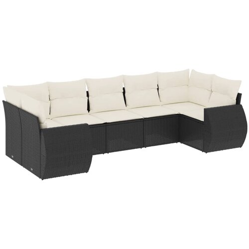  7-dijelni set vrtnih sofa od poliratana s jastucima crni Crna 71 x 62 x 69 cm Slike