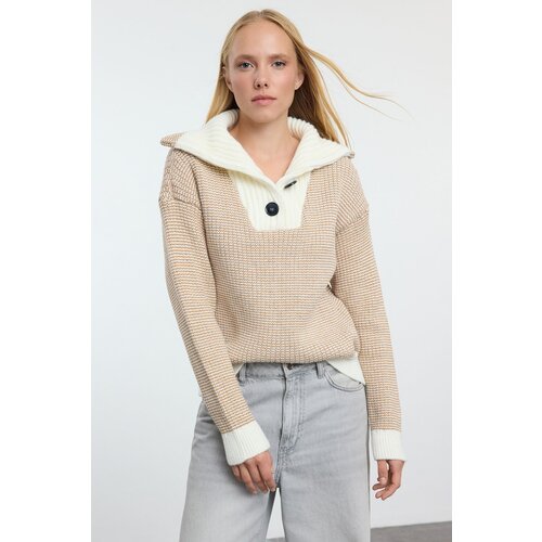 Trendyol Ecru Collar Detailed Knitwear Sweater Cene