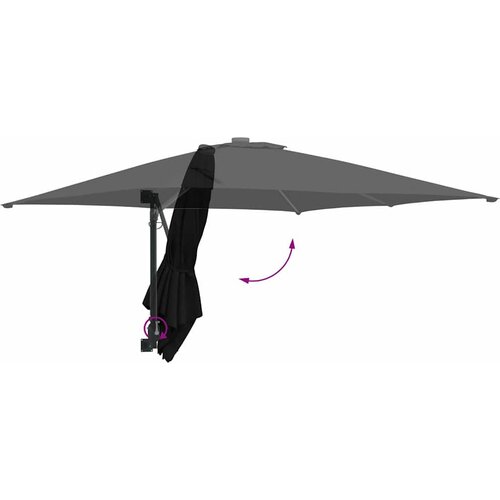  Vrtni suncobran Crna 248,5 x 247,5 x 160 cm Poliester i čelik Slike