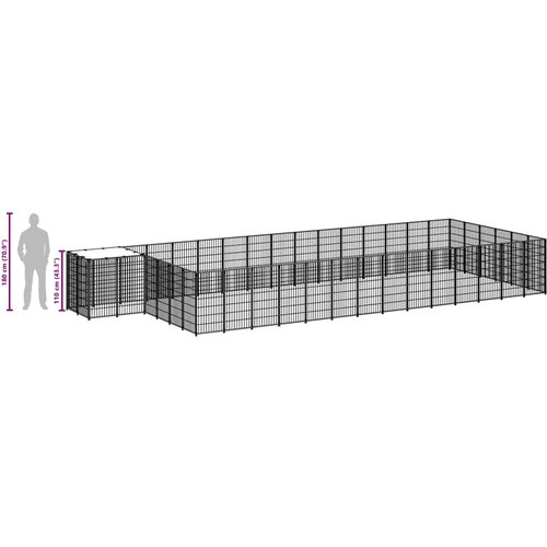  Kavez za pse crni 26,62 m&amp;sup2; čelični Slike