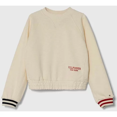 Tommy Hilfiger Otroški bombažen pulover bež barva