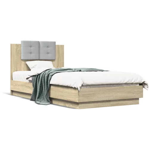  Okvir za krevet s uzglavljem boja hrasta 90x190 cm drveni