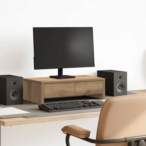  Stalak za monitor s ladicama boja hrasta 50x27x15 cm drveni Cijene
