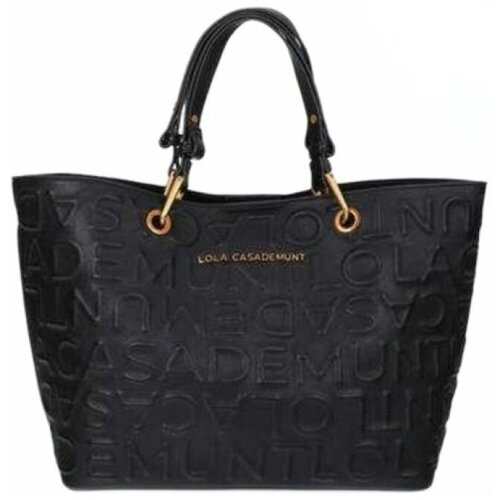 Lola Casademunt Torbe Leather Effect Shopper With Embossed Mon Črna Slike